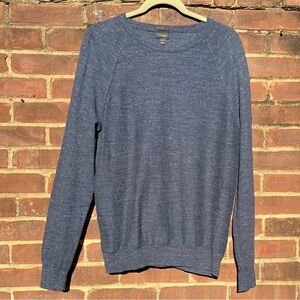 J. Crew Men’s Crewneck Marled Blue Sweater Sz L Cotton Cabincore Gorpcore Preppy
